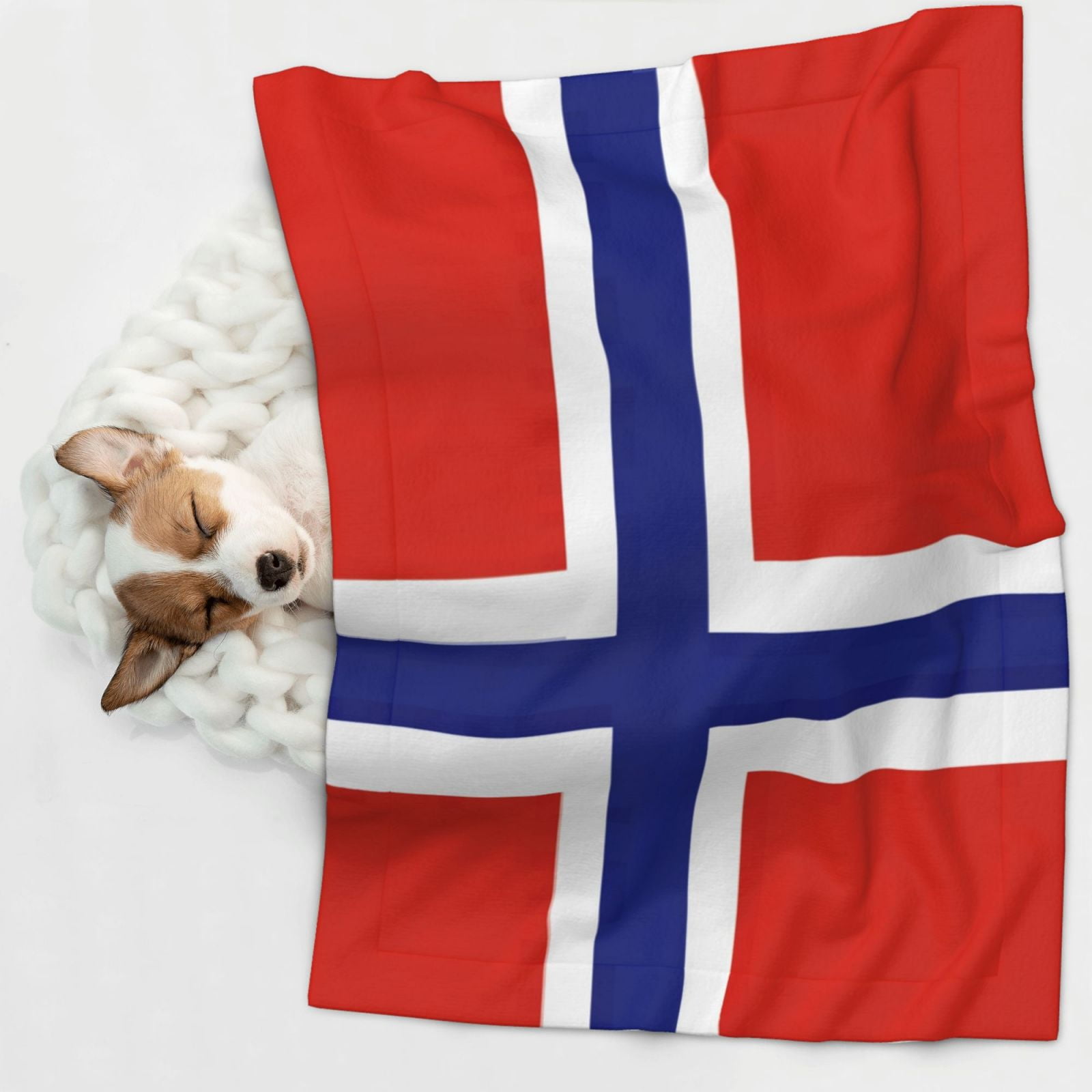 Flannel Throw Dog Blanket Norwegian Flag Soft Warm Print Pet Blankets for Small Dog Cat Puppy