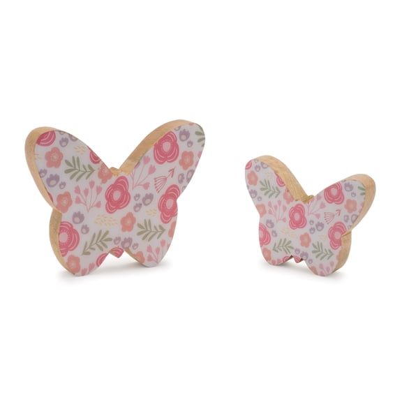 Melrose Floral Butterfly Figurines - 7.5" - Set of 2