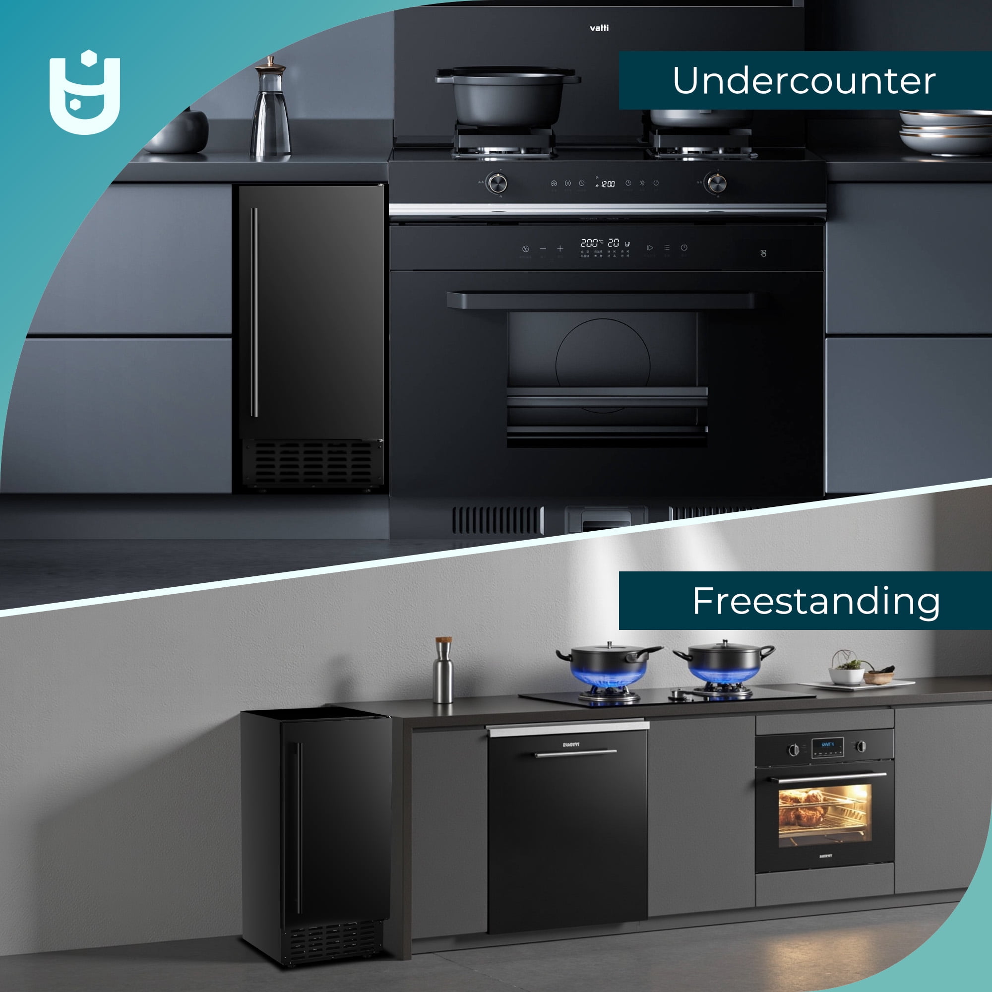 EUHOMY 66lbs Nugget Ice Maker, Under Counter Ice Machine with Auto Clean, Timer, Drainage, Black