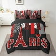 thumbnail image 2 of Homewish Red Eiffel Tower Bedding Comforter Set 7pcs, Romantic Valentines Day Queen Bedding Sets, Chic Leopard Zabra Print Reversible Queen Sheet Sets, Luxury Bedroom Decor, 2 of 7