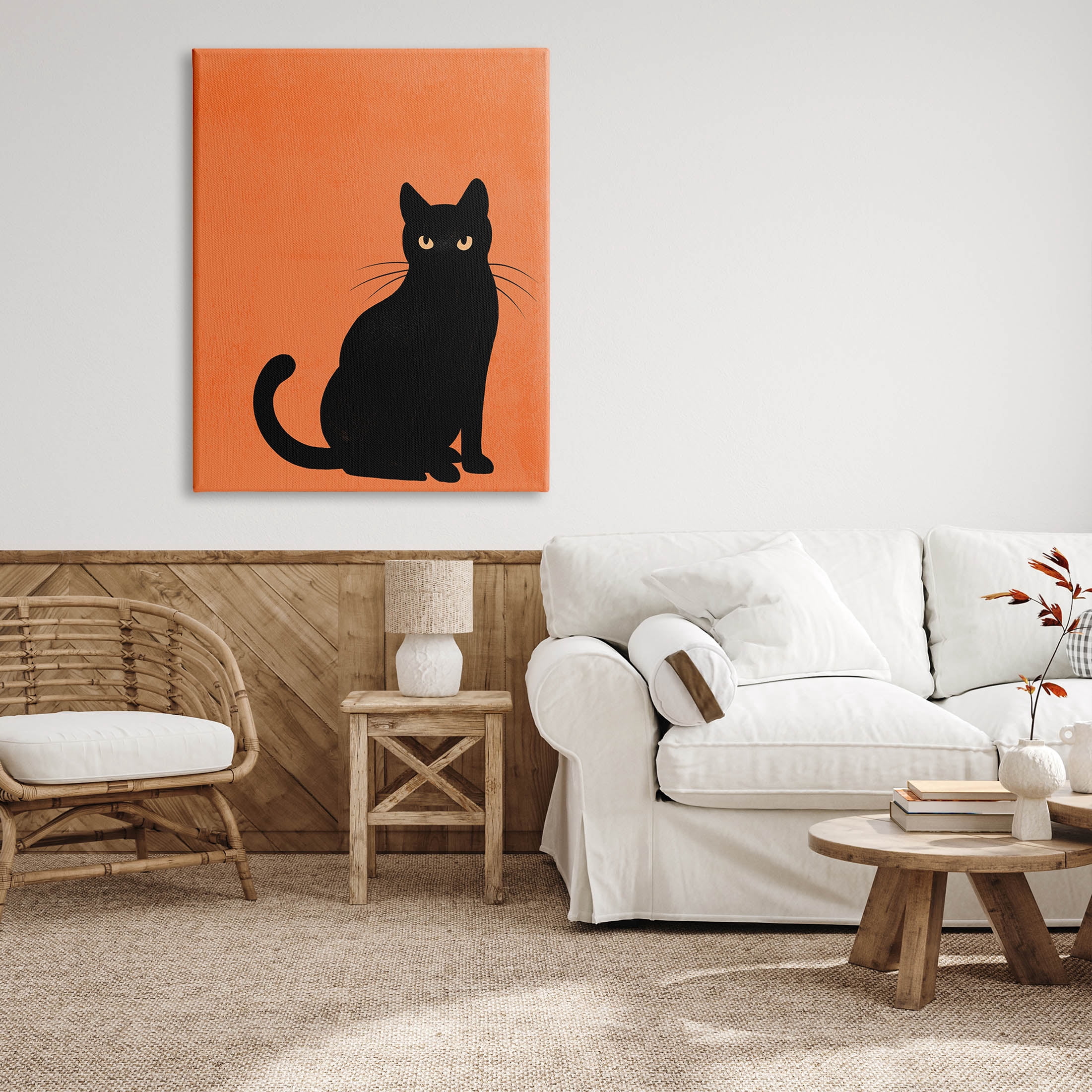 Stupell Industries Bold Black Cat Silhouette Graphic Art Gallery Wrapped Canvas Print Wall Art, Design by Jo Taylor