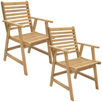 Sunnydaze Hatteras Acacia Outdoor Dining Armchair - Set of 2, Natural Oil Finish