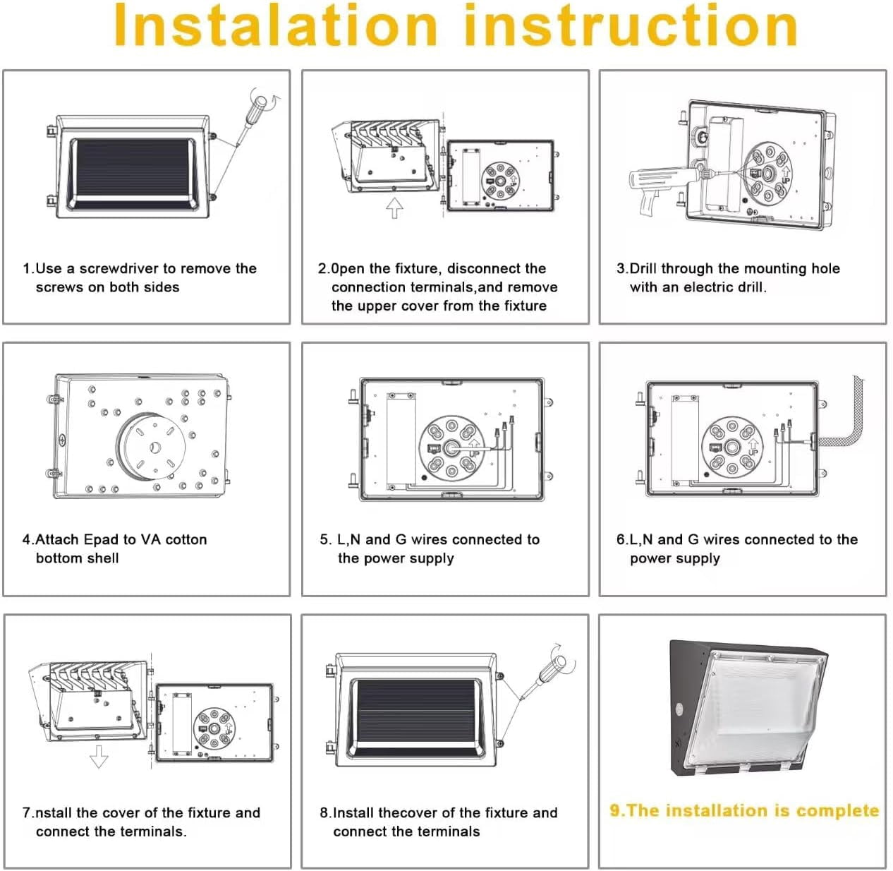 40W LED Eco Wall Pack Light with Dusk to Dawn Photocell 4800LM 5000K Daylight Replacement for 145W MH/HPS Outdoor Security Lighting Commercial Wall Light for Warehouses Factories Shopping Malls