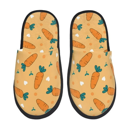 Balery Love Carrot Slient Indoor Furry Fleece Comfort House Shoes Soft Non-Slip Home Shoes Cotton slippers House Slippers-- Large