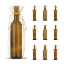 Uxcell Organza Wine Bags Gift Wrap Bags Sheer Mesh Wine Bottle Bag Drawstring Pouches for Party Wedding Gold