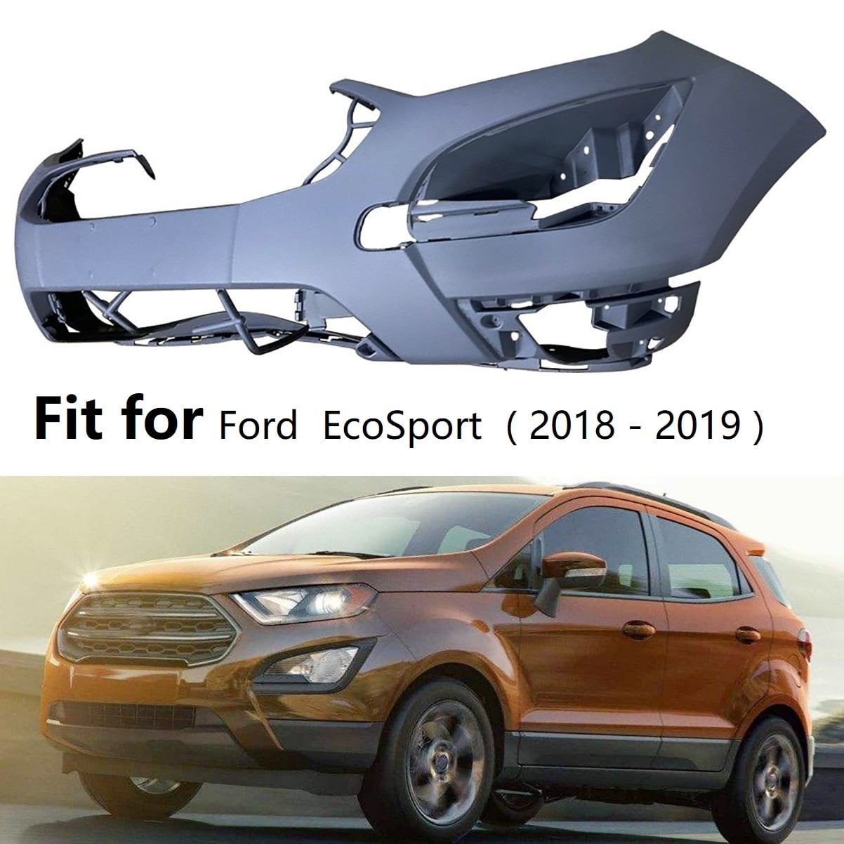 Front Bumper Cover Unpainted Fit for Ford EcoSport (20182019), without