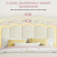 thumbnail image 3 of Amolife Queen Size LED Bed Frame with Drawer, Platform Bed with Velvet Upholstered Adjustable Wavy Headboard, Cream, 3 of 6