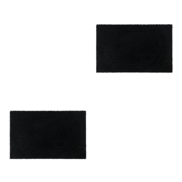 Matsuzay Alfombrilla de baño de chenilla, absorbente, antideslizante, lavable a máquina, para baño, cocina, alfombra, segura, negra Negro 2Conjunto