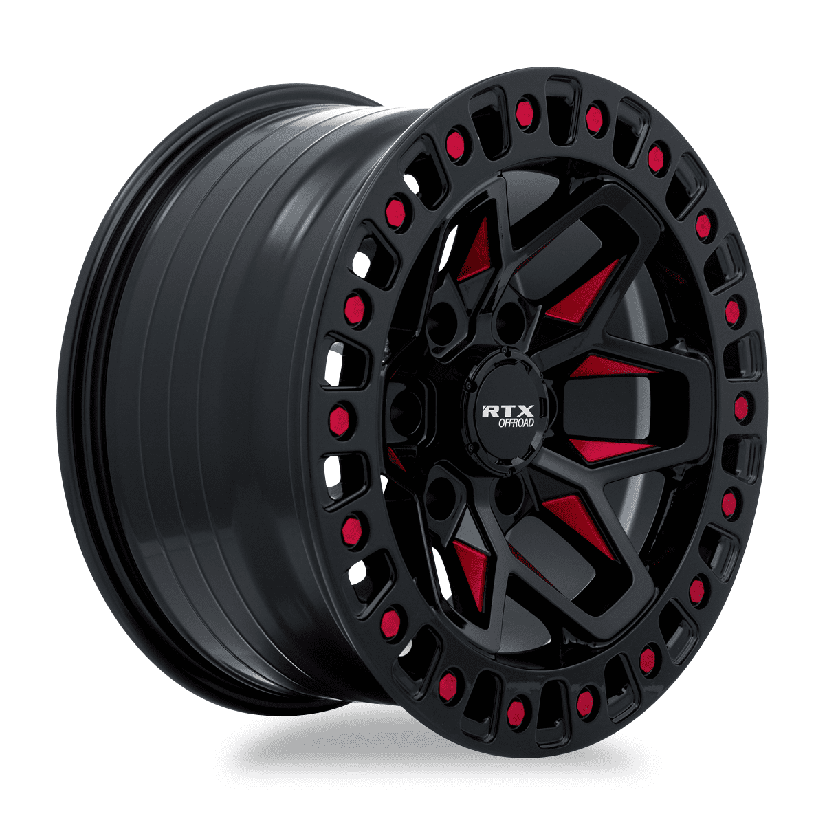 RTX Zion 17x9 6x139.7 ET0 CB106.1 Gloss Black Milled Red Wheel