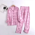 thumbnail image 1 of Ensemble de Pyjama en Flanelle de Coton pour la Maison, Simple, Imprimé, Ample, Automne et Hiver, Manches Longues, Pantalon, Ensembles de Pyjama pour Femmes tzw, 1 of 6