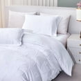 thumbnail image 2 of Natural Elegance Duvet Cover Set Bamboo Leaf Jacquard Duvet Cover Set for Home Decor, King Size with 2 Pillowcase, White, 2 of 6