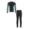 thumbnail image 2 of Zaldita Modest Full Body 2 Pcs Swimsuit for Big Girls Floral Upf 50+ Top with Leggings Rashguard Sets Black 12, 2 of 7