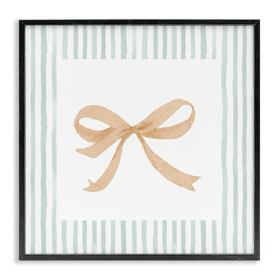 Stupell Industries Chic Bow with Striped Border Black Framed Giclee Art design by PATRICIA PINTO, 12 x 12