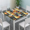 thumbnail image 3 of Backed Square Tablecloth with Tropical Beach Sunset and Boho Prints, Waterproof and Stain-Resistant Vinyl Table Cover with Elastic Edge for Secure Fit and Table Protection, 3 of 6