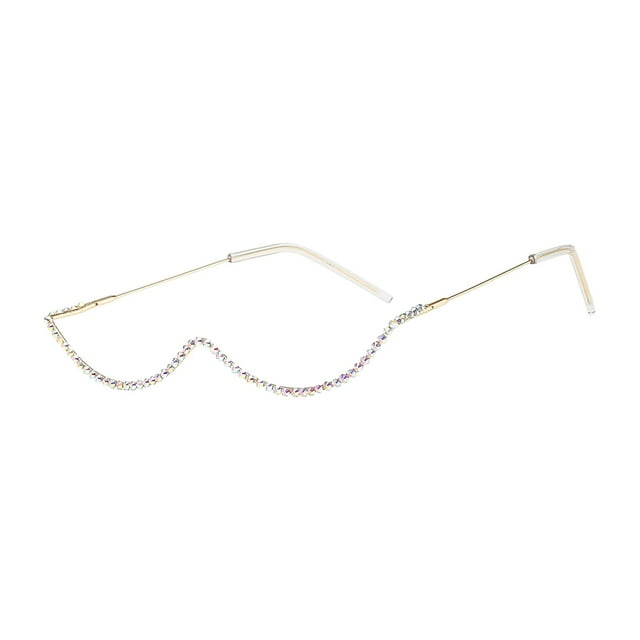 Marcos de anteojos de medio marco Marcos de anteojos sin lente decorativos únicos Diamante con marco dorado jinwen Gafas de sol de medio marco