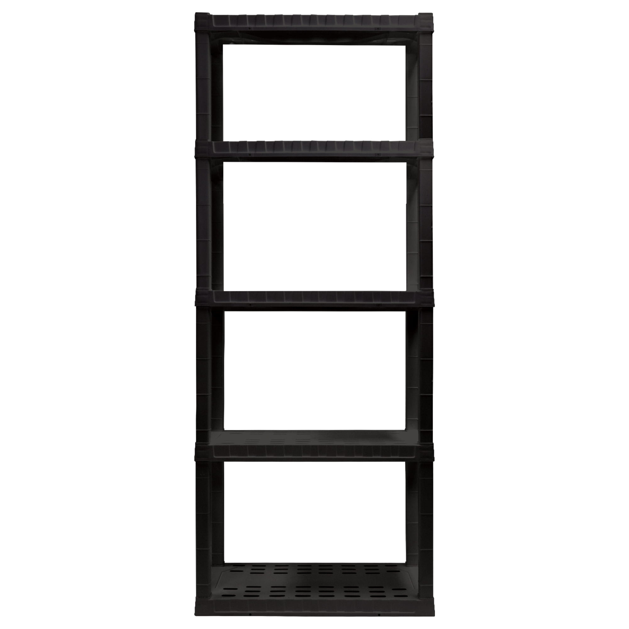 Hyper Tough Plastic Storage Shelves Garage Shelving Unit 5-Tier 75"H x 14"D x 30"W Black 450 lbs Total Capacity