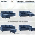 thumbnail image 5 of Sectional Sofa with Handy Side Pocket, L-Shape 3-Seater Couch with Movable Ottoman, Modern Tufted Linen Fabric Couch, Relax Futon Sofa Bed With Metal Legs, for Office, Living Room, Apartment, Blue, 5 of 7