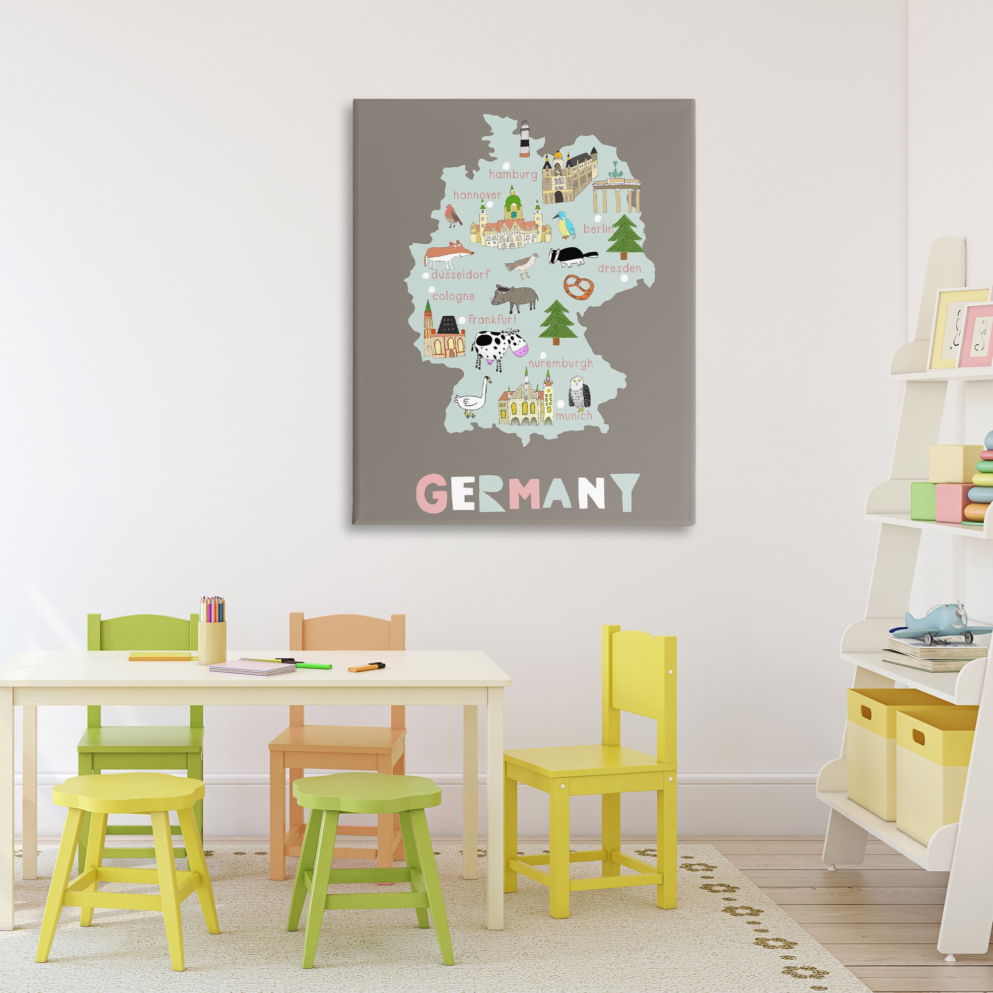 Kid's Map of Germany Canvas Wall Art, design by Carla Daly