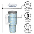 thumbnail image 4 of 1pc daisy 40oz Tumbler with Straw & Handle - Insulated Stainless Steel Cup | Holiday Gift for Man Women (Christmas, Valentine's, Birthday), 4 of 7