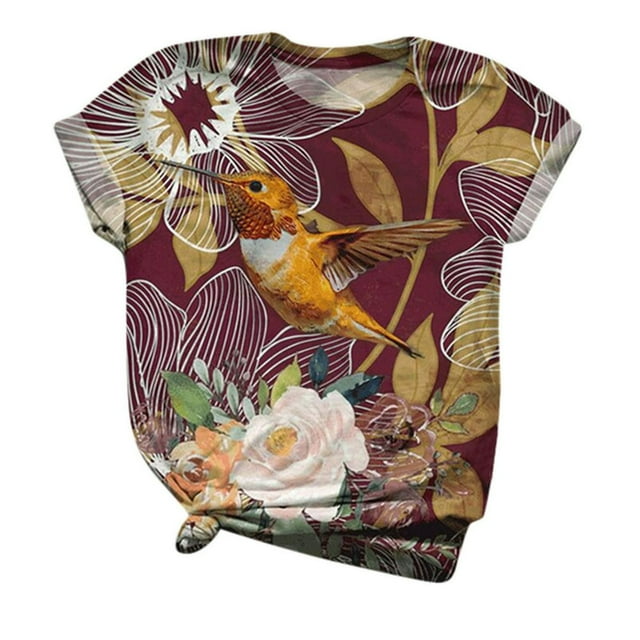 T-Shirt à Manches Courtes à Manches Courtes pour Femmes Imprimé Animal à Col Rond Tee-Shirt à Manches Courtes