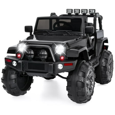 Best Choice Products 12V Kids Ride On Truck Car w/ Remote Control, 3 Speeds, Spring Suspension, LED Lights, AUX – Black