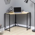 thumbnail image 2 of HOMCOM Corner Desk, Computer Writing Desk with Metal Frame, Natural, 2 of 10