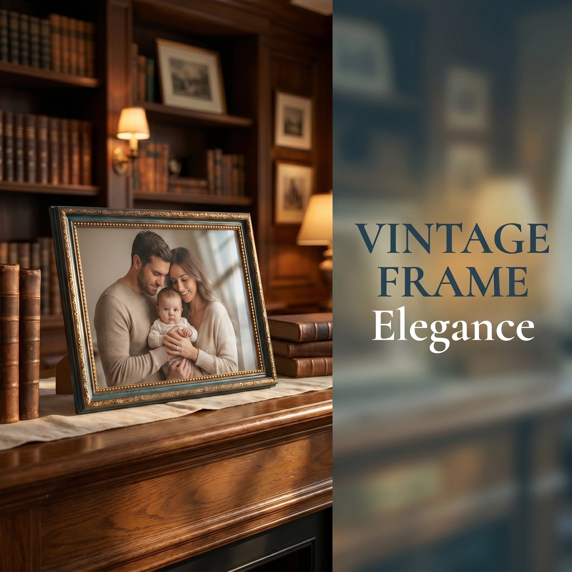 Unique Bargains Vintage Resin Picture Frame with HD Glass Blue 4" x 6"
