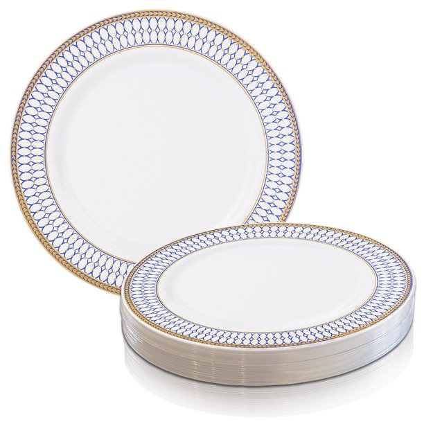 Disposable Plastic 10.25" Dinner Plates Chords Design (120 plates