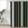 thumbnail image 5 of Black Green Shower Curtain, 66" x 72", Stripe Waterproof Bathroom Curtain Washable Shower Curtain Set with 12 Hooks, 5 of 6