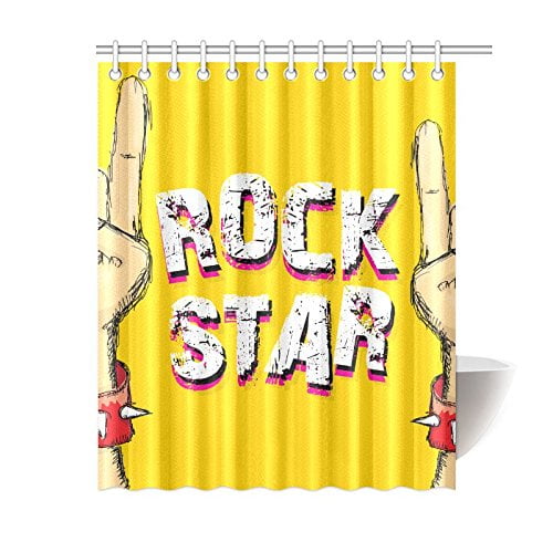 Artjia Rock N Roll Musicshower Curtain Bathroom Decor 66x72 Inch Walmart Com Walmart Com