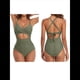 thumbnail image 1 of Trajes de Baño de una Pieza para Mujer, con Control de Abdomen, Corte Alto, Espalda Cruzada y Lazo. Verde XL, 1 of 6