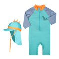 thumbnail image 4 of Traje de baño para niños Dinosaurio de dibujos animados Cremallera encantadora Traje de baño para niños de manga larga azul, 4 of 10
