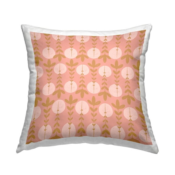 Stupell Industries Botanical Leaf Pattern Pink Circle Shapes Design by Birgit Maria Kiennast Throw Pillow
