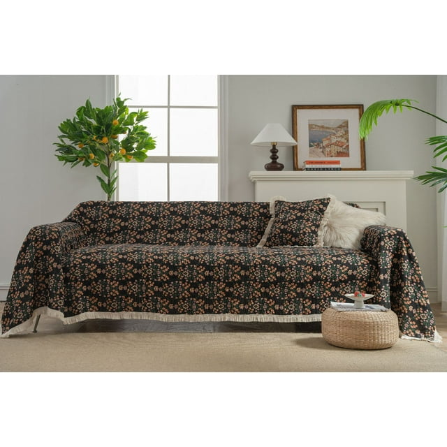 Nvzi Couch Cover Polyester Sofa Covers Sofa Towel Cover for Living Room Sofa Easy Fit Washable Furniture Sofa Protector 70.87*133.83inch (Brown)