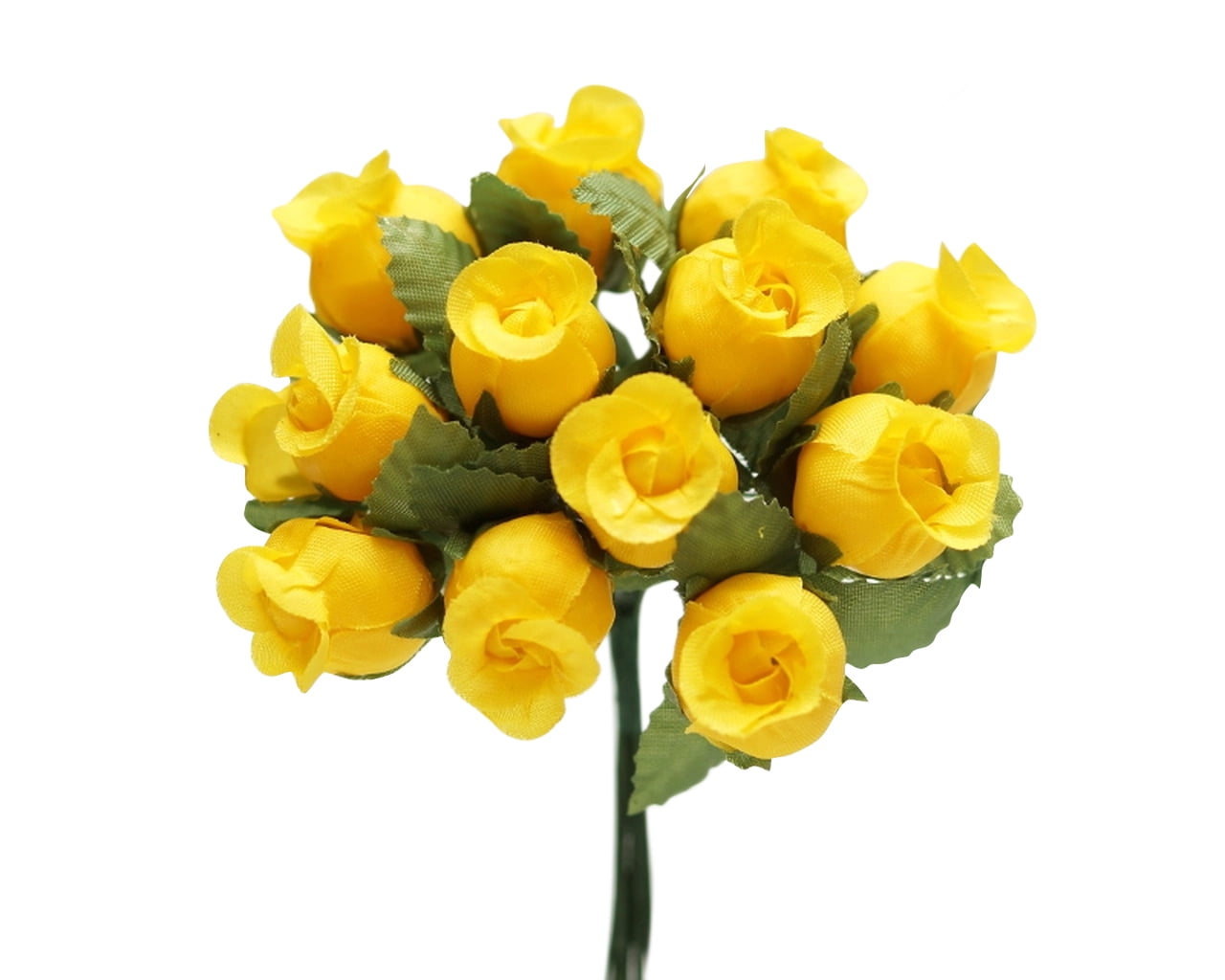Yellow Artificial Silk Flower Roses - 12 Mini Bouquets of 12 Rosebuds, 144 Rosebuds Total, Wedding, Reception, Anniversary