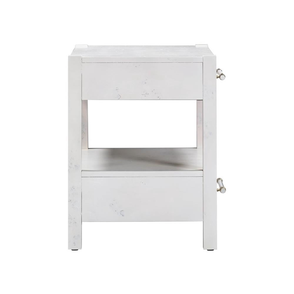 Maklaine Engineered Wood White Nightstand Rectangular 26"W Assembled