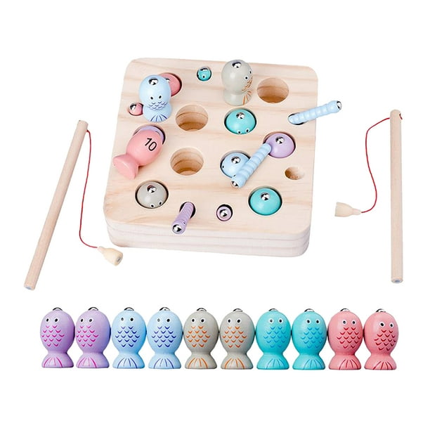 Wooden Fishing Game, 21pcs Fishing Toys Early Learning Educational
