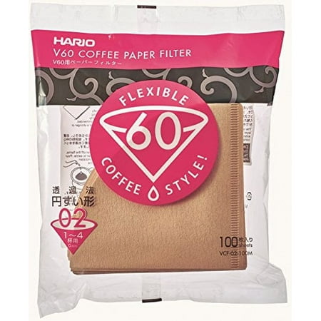 Hario V60 Paper Coffee Filters, Size 02, Natural, Tabbed (100-Count)