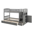thumbnail image 4 of Stairway Bunk Beds Twin Over Full with Storage Shelves and 2 Under Bed Drawers Convertible Bottom Bed, 4 of 7