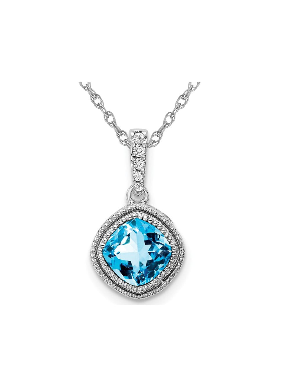 10k blue topaz and diamond necklace pendant