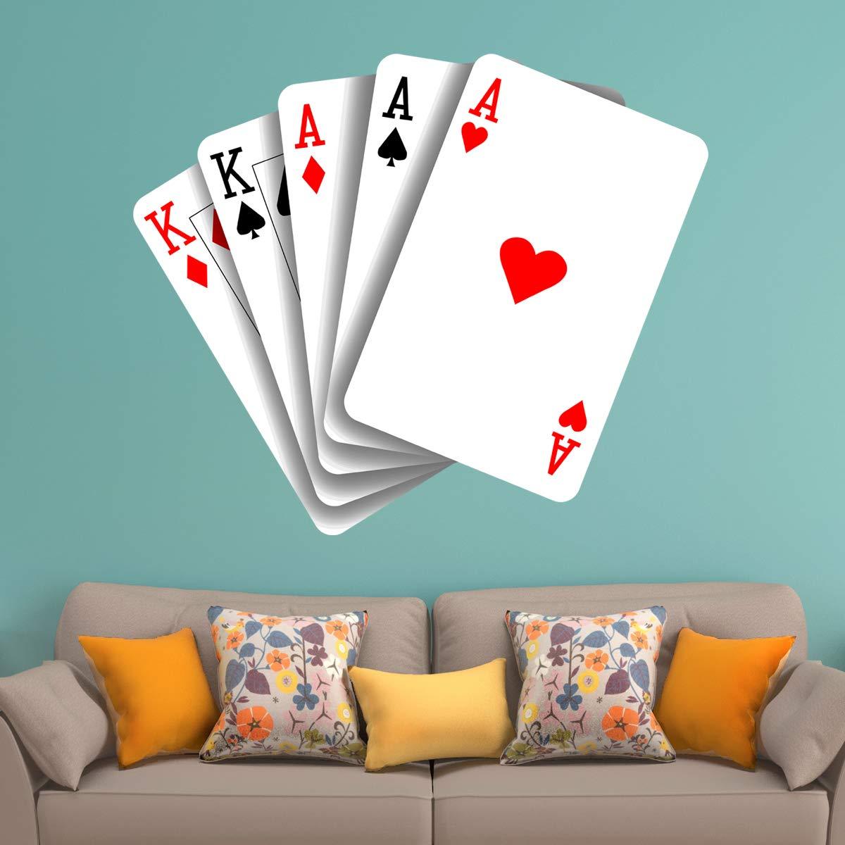 VWAQ Poker Playing Cards Wall Decal Casino Gambling Sticker Decor