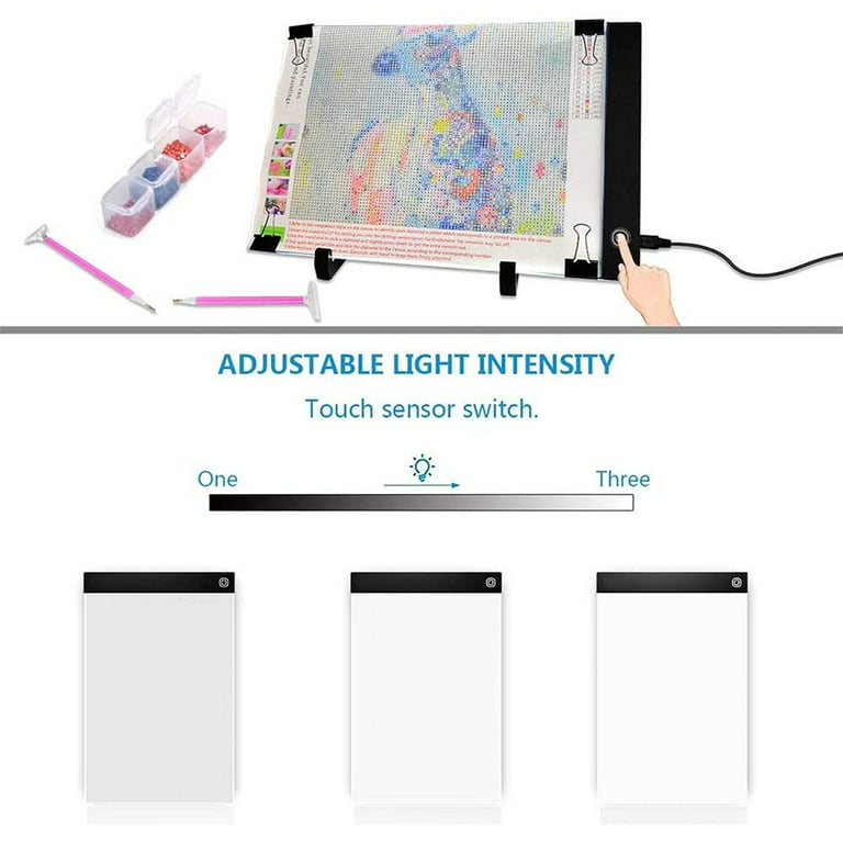 ARTDOT A3 LED Light Board for Diamond Painting Kits, USB Powered Light Pad, Adjustable Brightness with Diamond Painting Tools Detachable Stand and