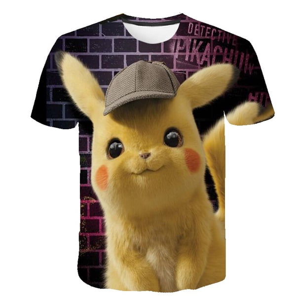 Camiseta de Pokémon 3D para niño y niña, camisa de manga corta con estampado de Pikachu, dibujos animados, ropa de Hip-hop para verano, novedad de 2023 qym unisex