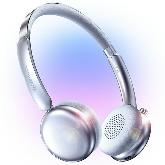 VEATOOL Mini Go Wireless Retro Headphones 100 Hours Playtime Bluetooth 5.4 Wireless ANC On-Ear Headphones LDAC Hi-Res Wireless Audio Lightweight Wireless On-Ear Headset 70S 80S Style Silver