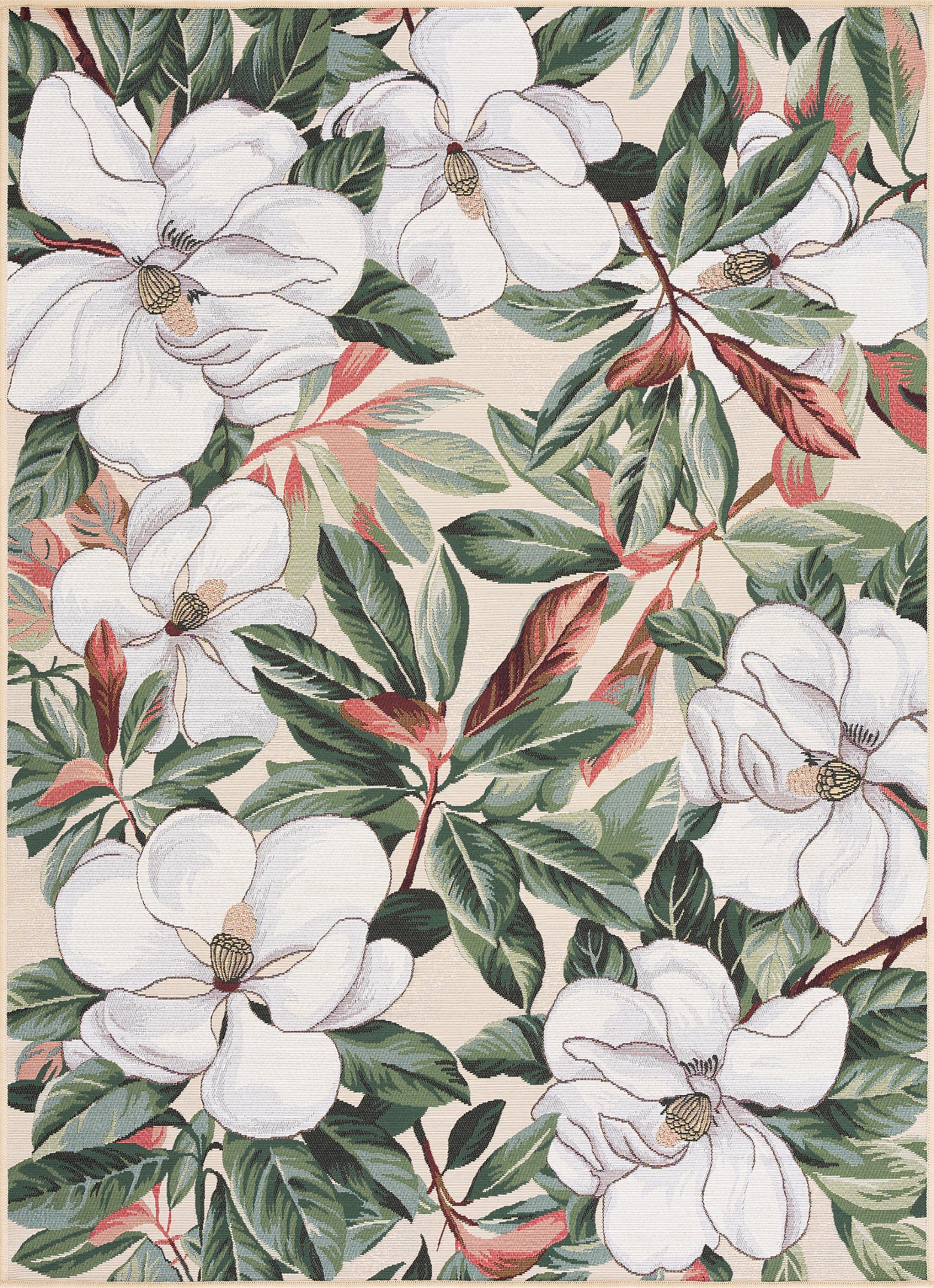 Stunning Transitional 5' x 7' Green and White Polypropylene Outdoor Area Rug