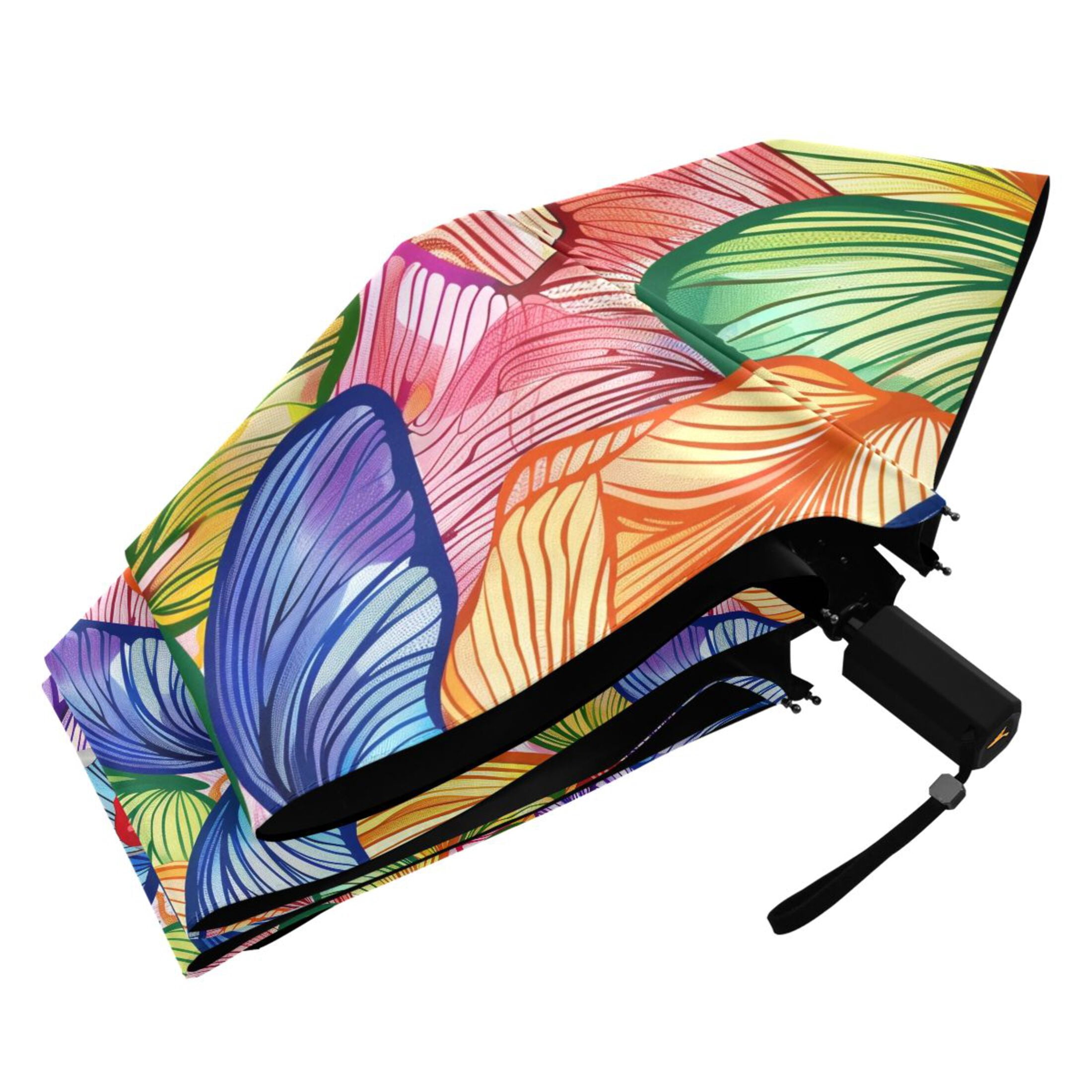 Colorful Butterfly Wings Compact Sun Umbrella Windproof Travel Umbrellas for Rain Strong Portable UV Protection
