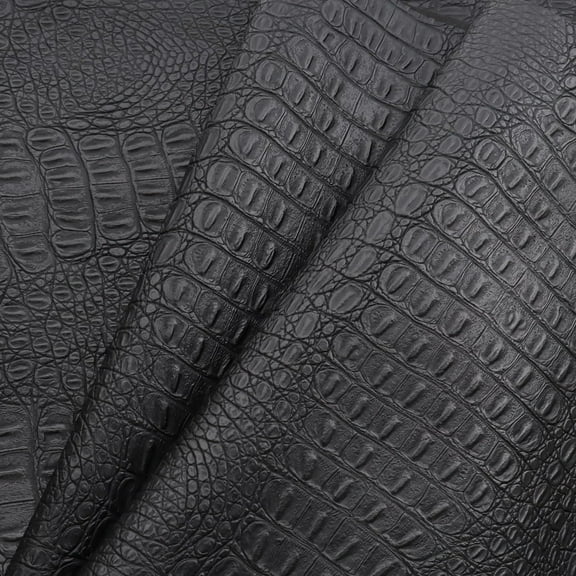 Vinyl Leather Fabric Crocodile Pattern Marine Waterproof Material 54" W Marine Vinyl Synthetic Leather Sheets 0.5mm Thick for Upholstery Crafts, Automotive/Boat, Cushion, DIY Sewing - Black