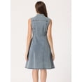thumbnail image 3 of Vestido de mezclilla para mujer Vestido midi de jean desgastado sin mangas Azul Polvoriento S, 3 of 5