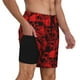 thumbnail image 2 of Fotbe Red Skulls 3 Traje de Baño para Hombre – Shorts de Natación de Secado Rápido con Forro y Bolsillos-Large, 2 of 6