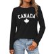 thumbnail image 1 of MHFRRA Camiseta de Manga Larga para Mujer con La Bandera del Día de Canadá y La Hoja de Arce Canadiense. Negro, 1 of 3